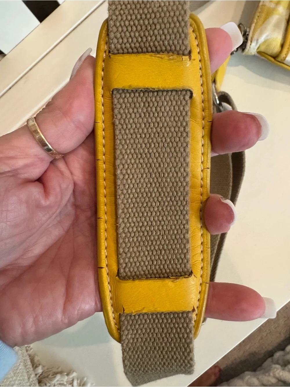 Coach Yellow Signature-Pattern Crossbody Bag with Canvas Strap